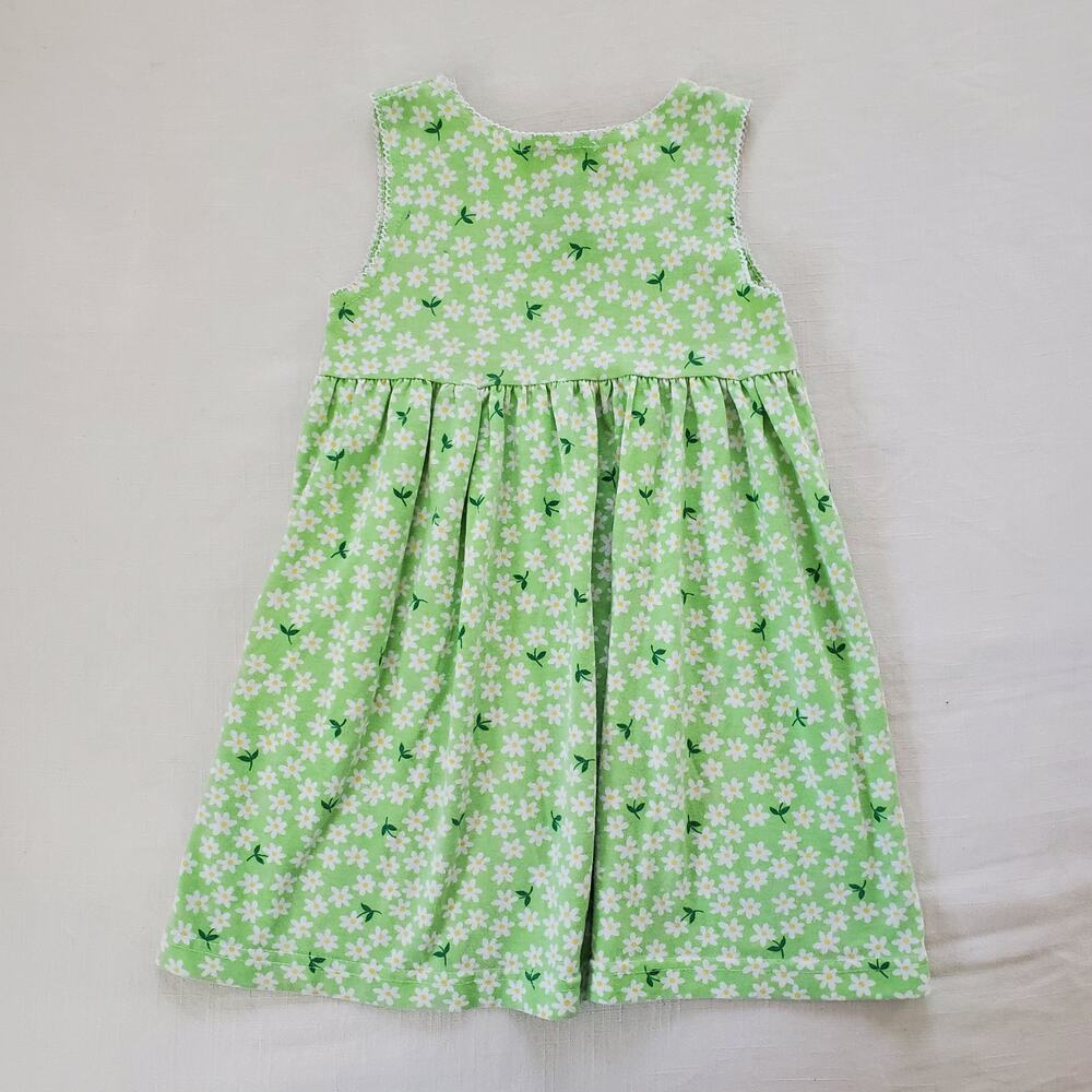 Vintage Green Daisy Sleeveless Dress 4t - Picture 7 of 7